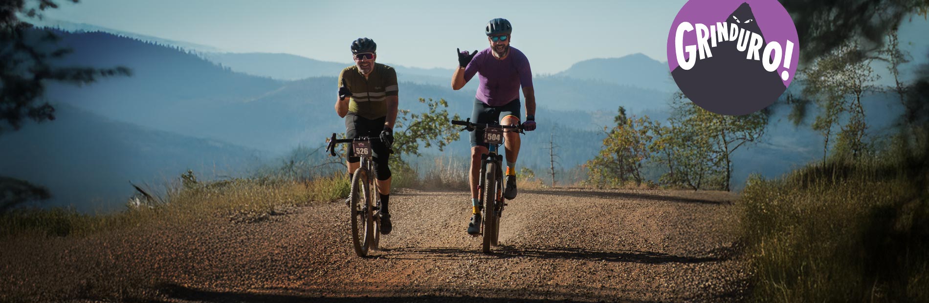 Happy gravel racers in the forest