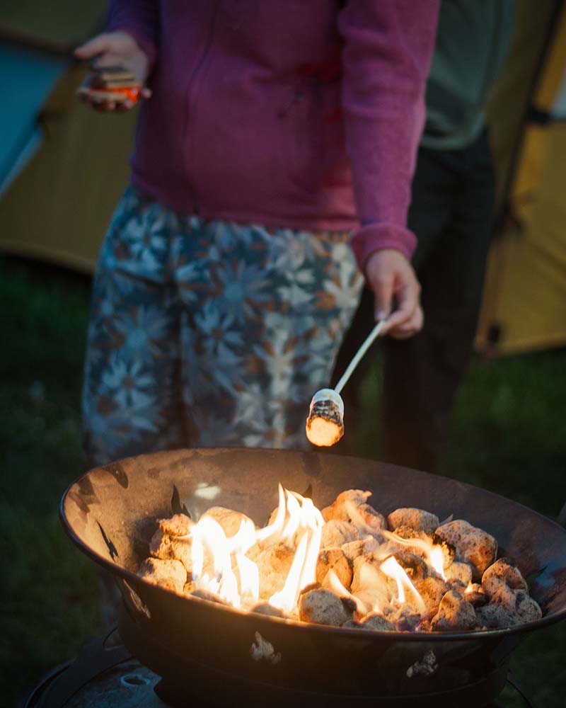 Roasting marshmellows over a fire