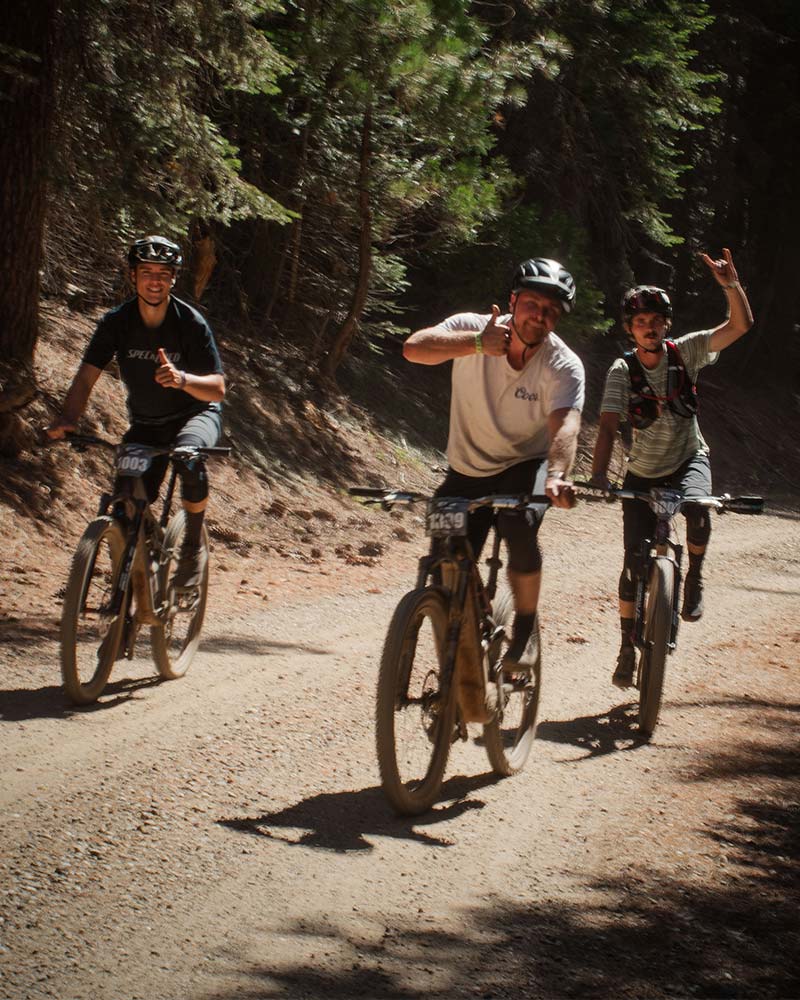 Happy mountain bikers