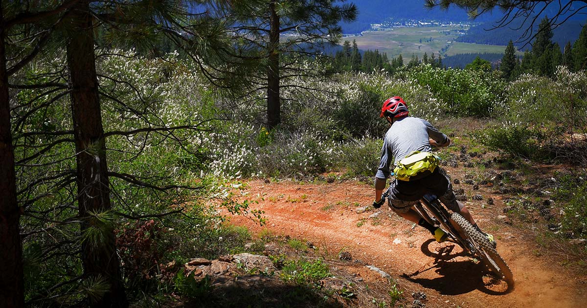 Enduro racer in a burmed corner